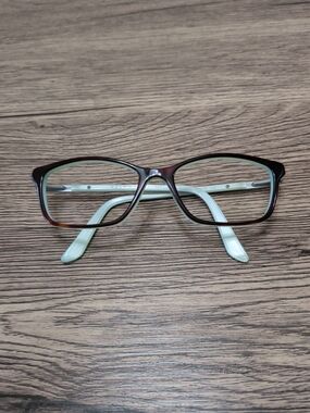Ralph Lauren Women's Two-Tone Brown and Light Blue Rectangular Glasses